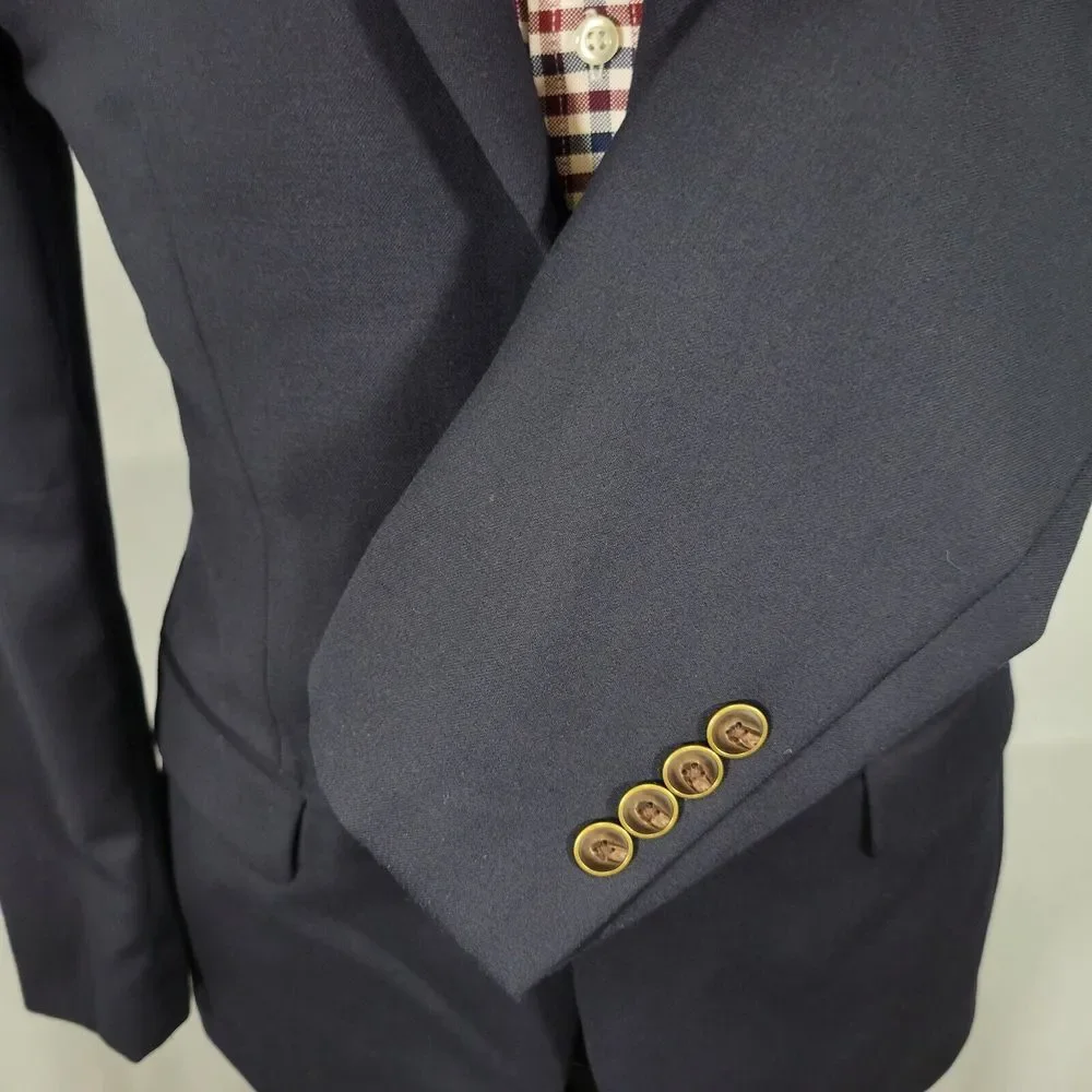 Joseph‎ Feiss Men's Sport Coat Blazer Two Button Navy Blue Twill Classic Fit 37R